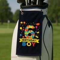 6 Year Old Building Blocks 6th Birthday Boy Golf Towel thumb 2