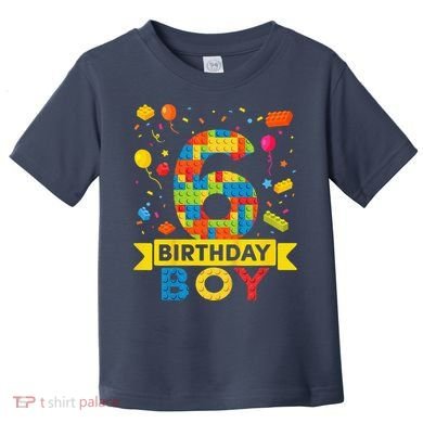 6 Year Old Building Blocks 6th Birthday Boy Toddler T-Shirt