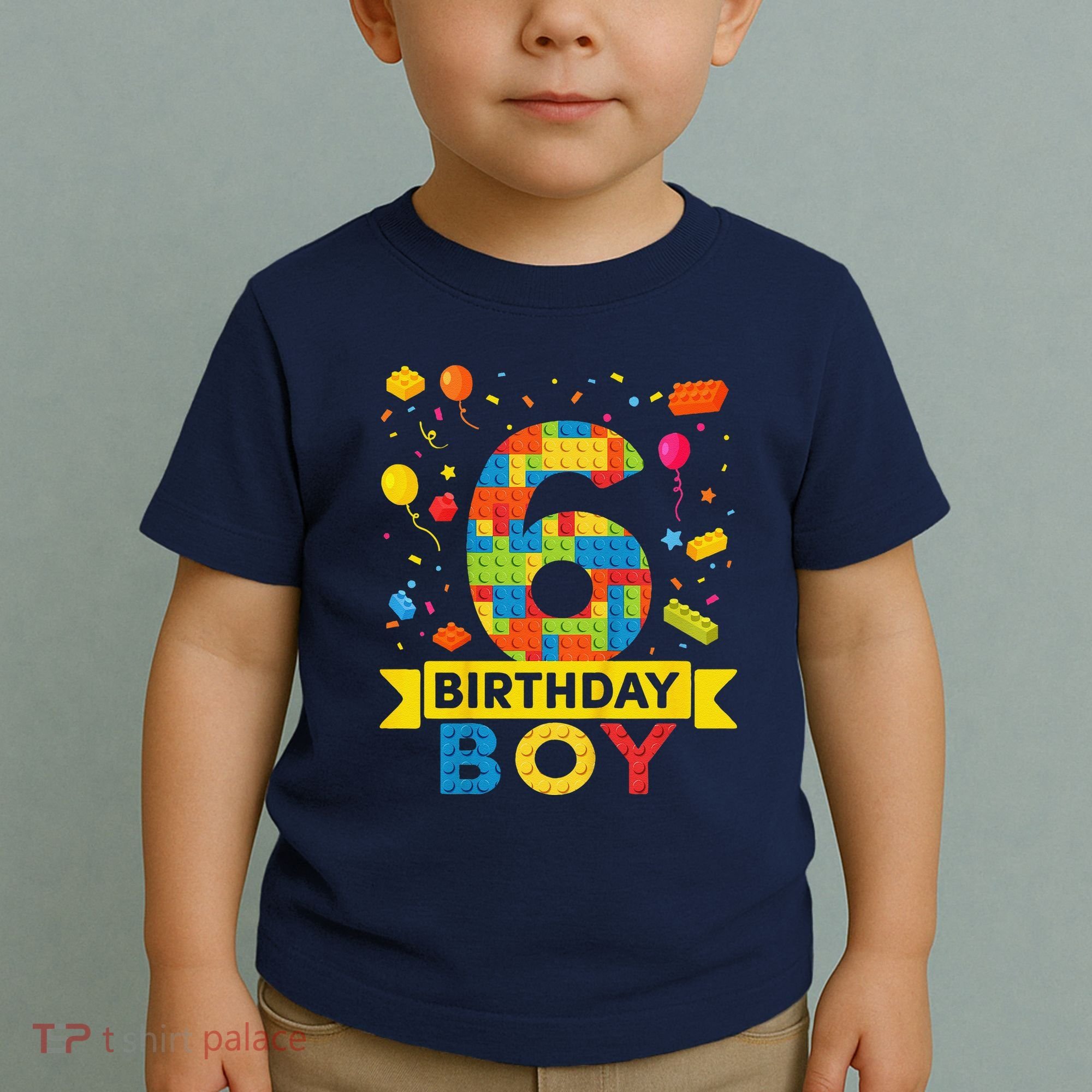 6 Year Old Building Blocks 6th Birthday Boy Toddler T-Shirt