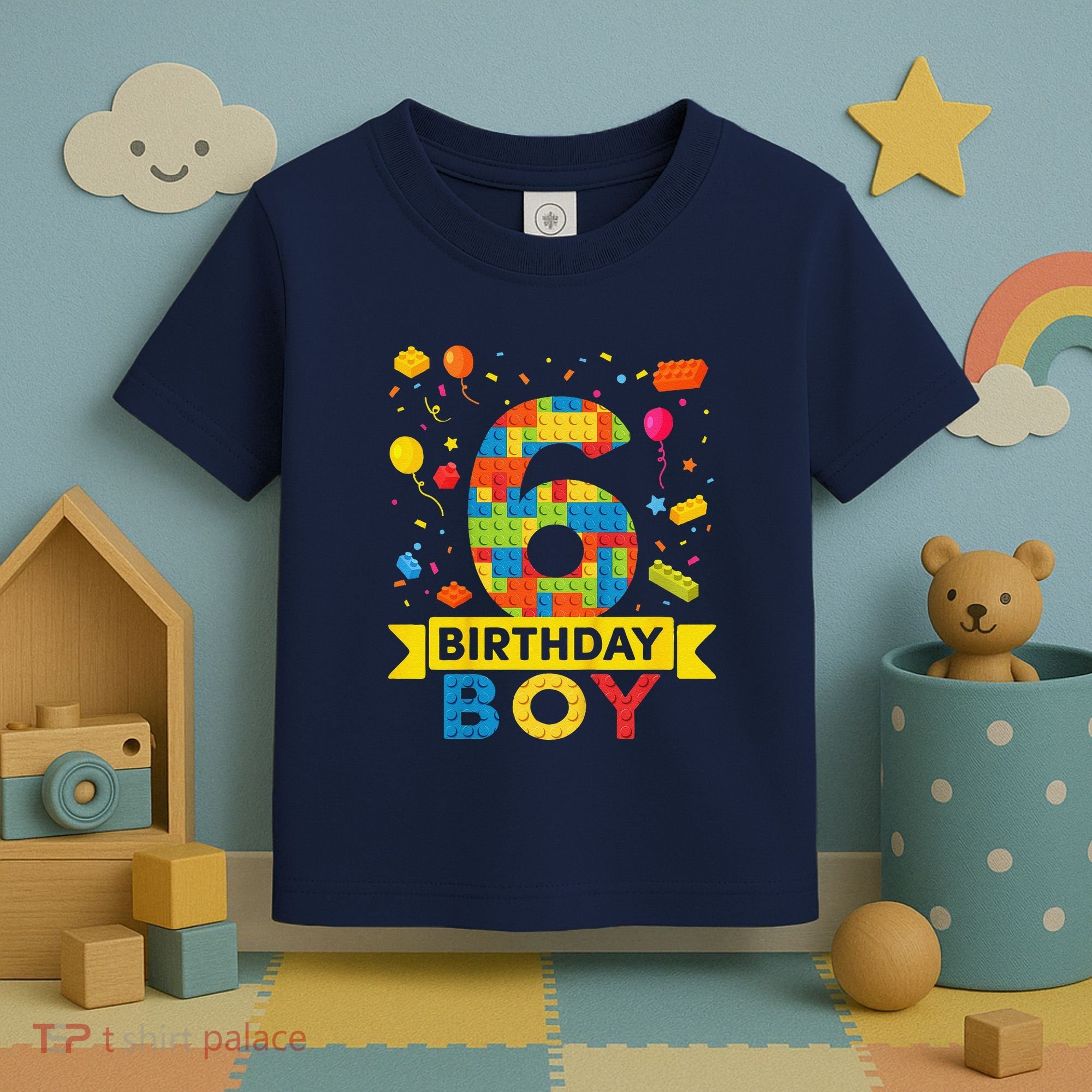 6 Year Old Building Blocks 6th Birthday Boy Toddler T-Shirt