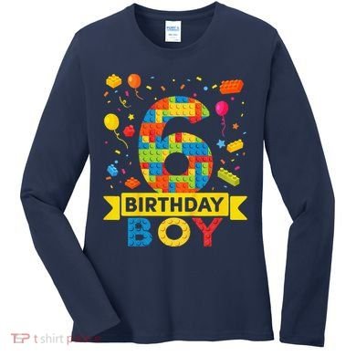 6 Year Old Building Blocks 6th Birthday Boy Women's Long Sleeve Shirt