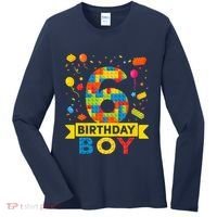 6 Year Old Building Blocks 6th Birthday Boy Women's Long Sleeve Shirt thumb 0
