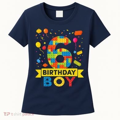 6 Year Old Building Blocks 6th Birthday Boy Women's T-Shirt