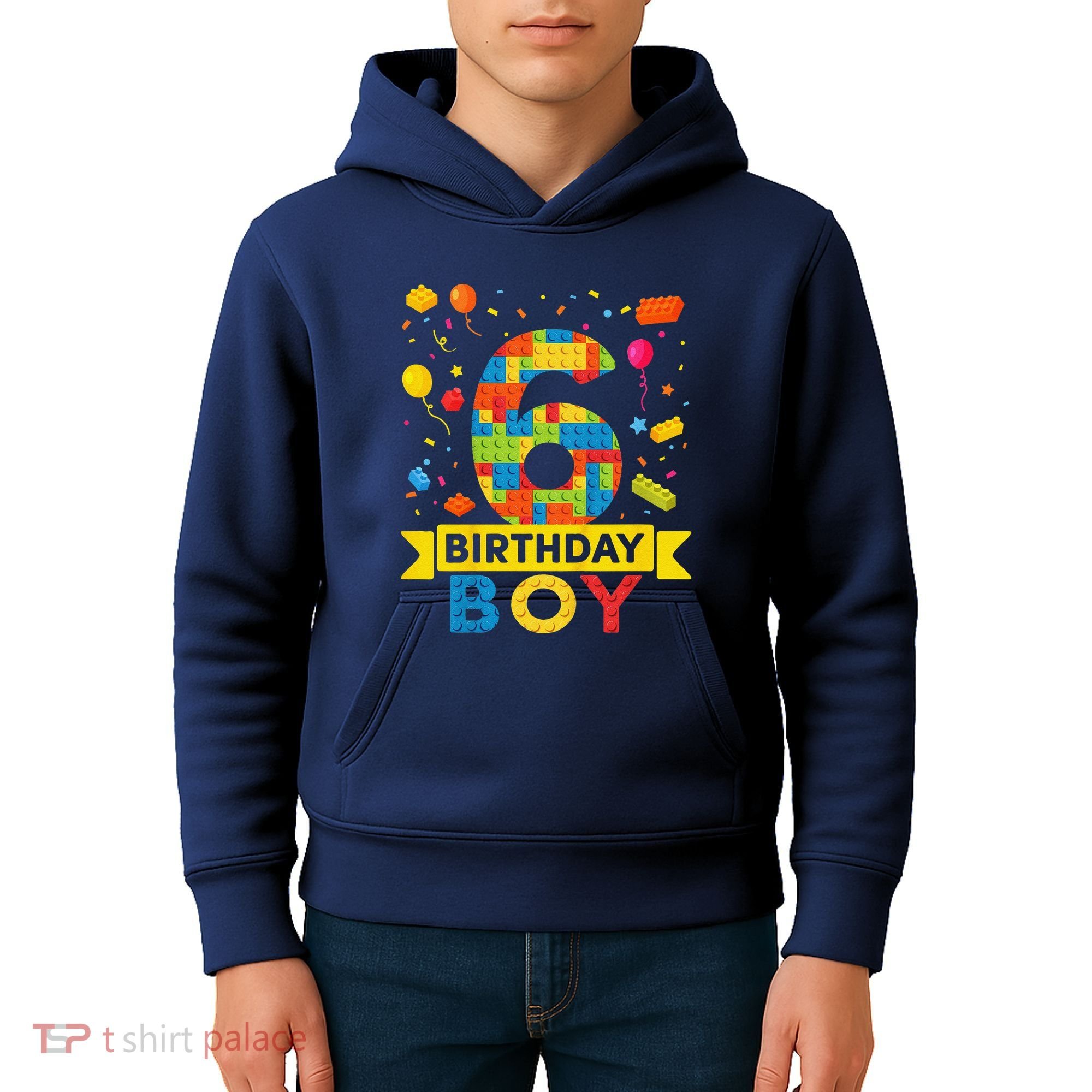6 Year Old Building Blocks 6th Birthday Boy Kids Hoodie