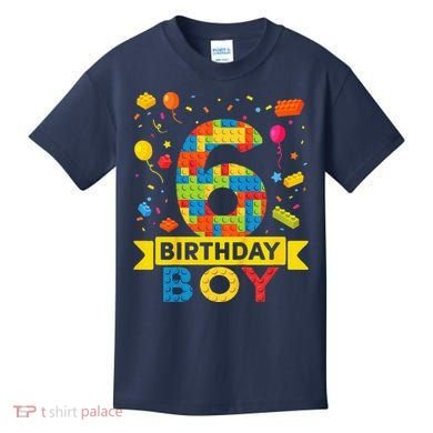 6 Year Old Building Blocks 6th Birthday Boy Kids T-Shirt