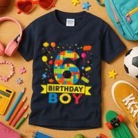 6 Year Old Building Blocks 6th Birthday Boy Kids T-Shirt thumb 3
