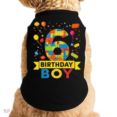 6 Year Old Building Blocks 6th Birthday Doggie Tank