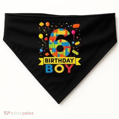 6 Year Old Building Blocks 6th Birthday USA-Made Doggie Bandana
