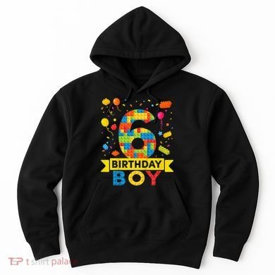 6 Year Old Building Blocks 6th Birthday Hoodie
