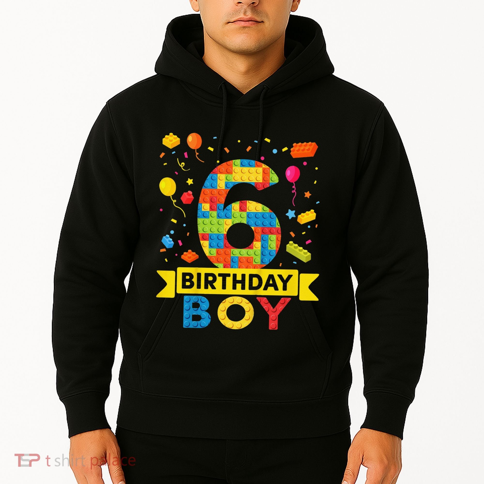 6 Year Old Building Blocks 6th Birthday Hoodie
