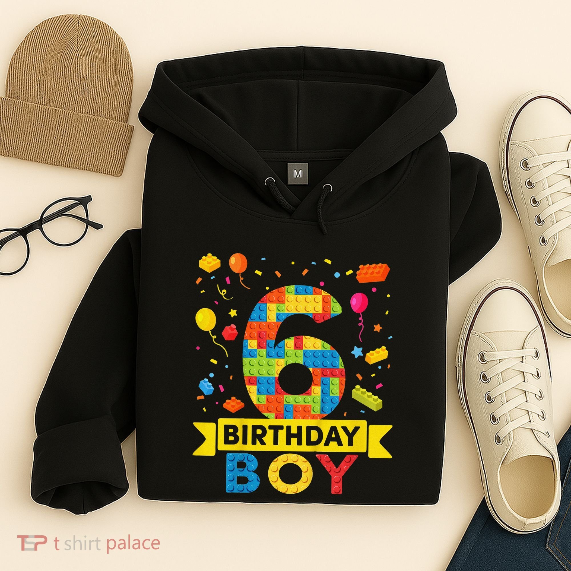 6 Year Old Building Blocks 6th Birthday Hoodie