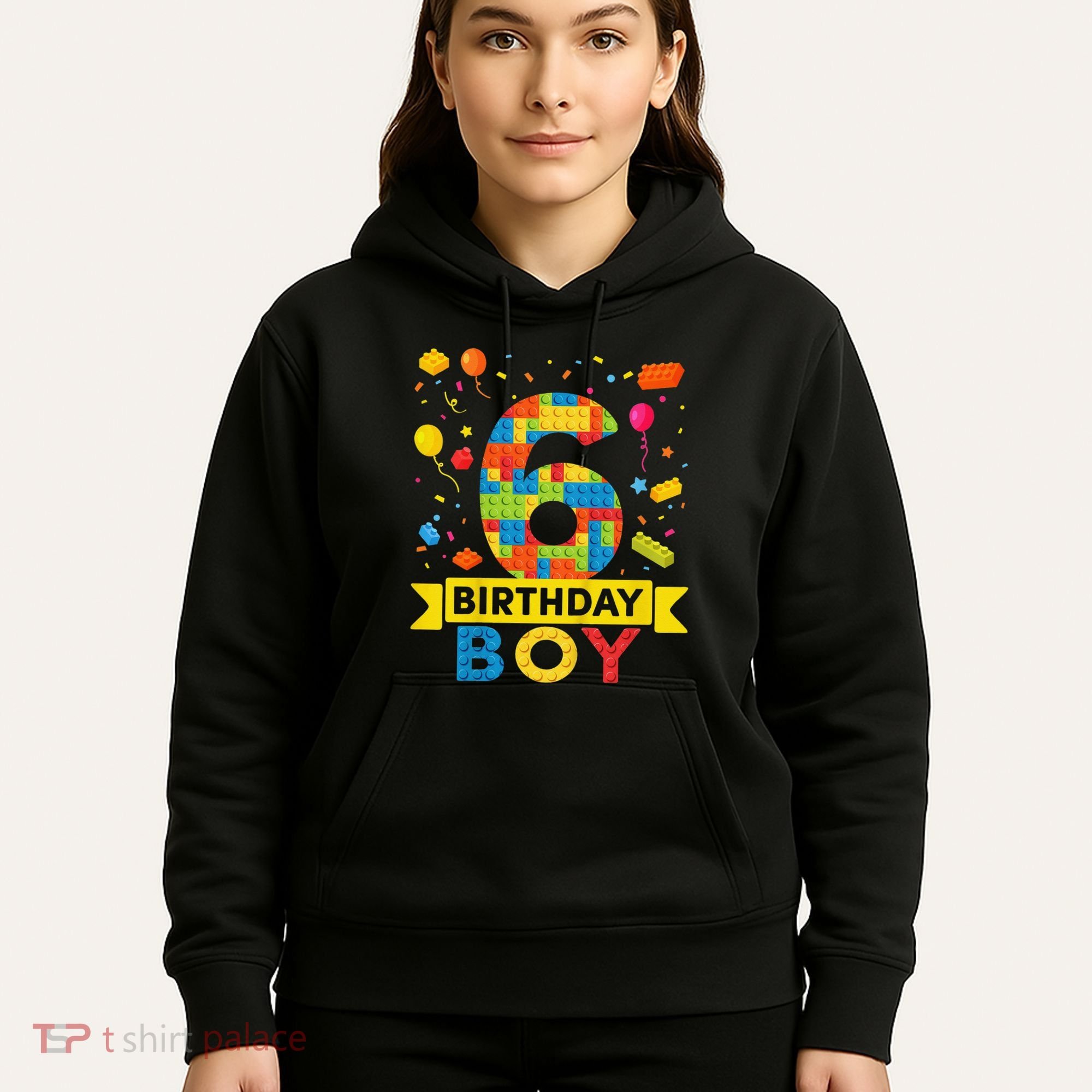 6 Year Old Building Blocks 6th Birthday Hoodie
