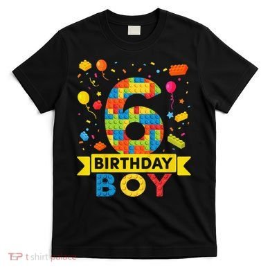 6 Year Old Building Blocks 6th Birthday T-Shirt