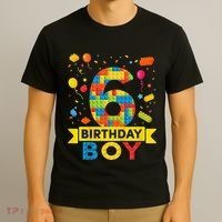 6 Year Old Building Blocks 6th Birthday T-Shirt thumb 3