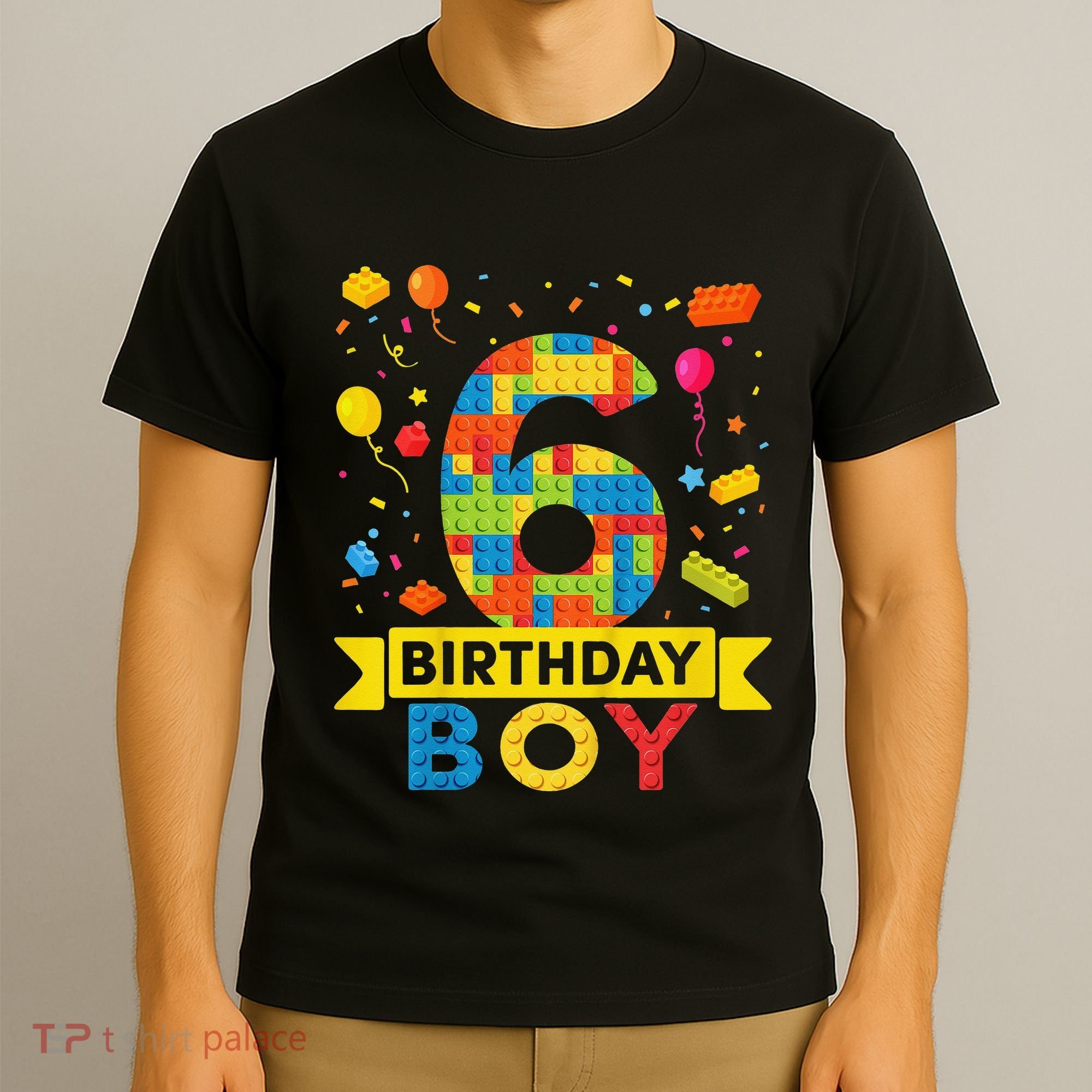 6 Year Old Building Blocks 6th Birthday T-Shirt