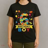 6 Year Old Building Blocks 6th Birthday T-Shirt thumb 4