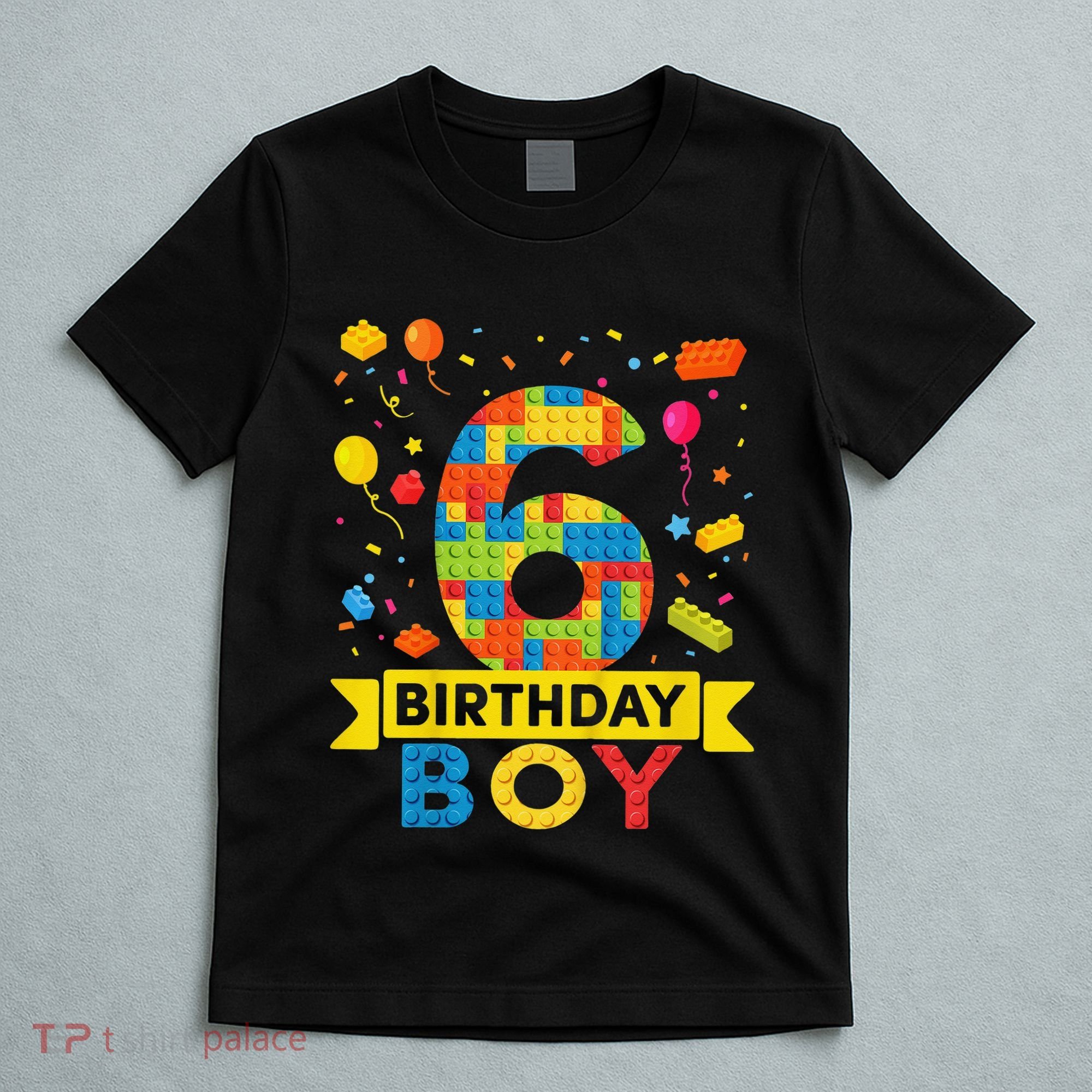 6 Year Old Building Blocks 6th Birthday T-Shirt