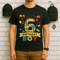 6 Year Old Building Blocks 6th Birthday T-Shirt thumb 6