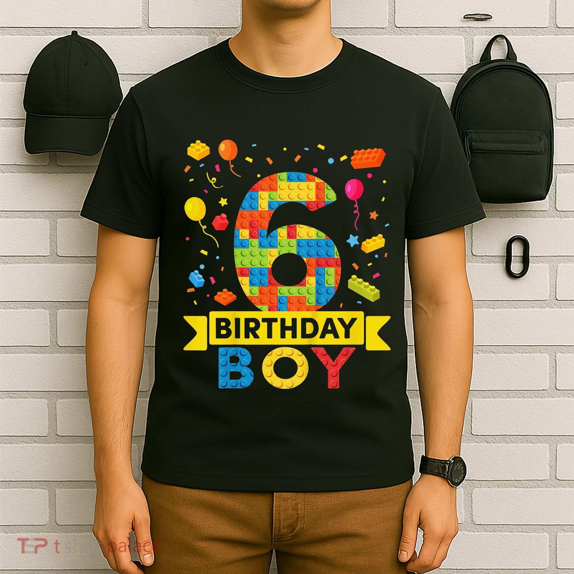6 Year Old Building Blocks 6th Birthday T-Shirt