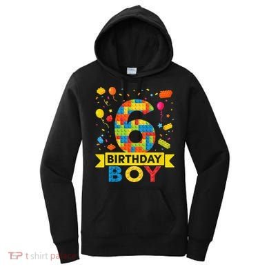 6 Year Old Building Blocks 6th Birthday Women's Hoodie