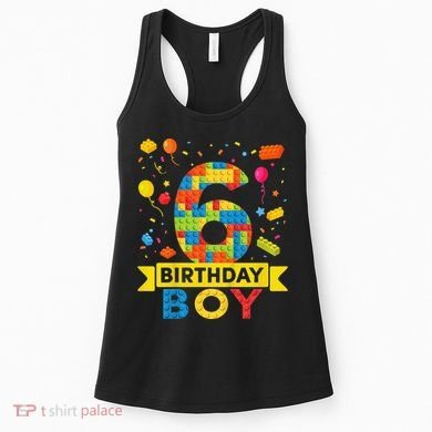 6 Year Old Building Blocks 6th Birthday Women's Tank Top