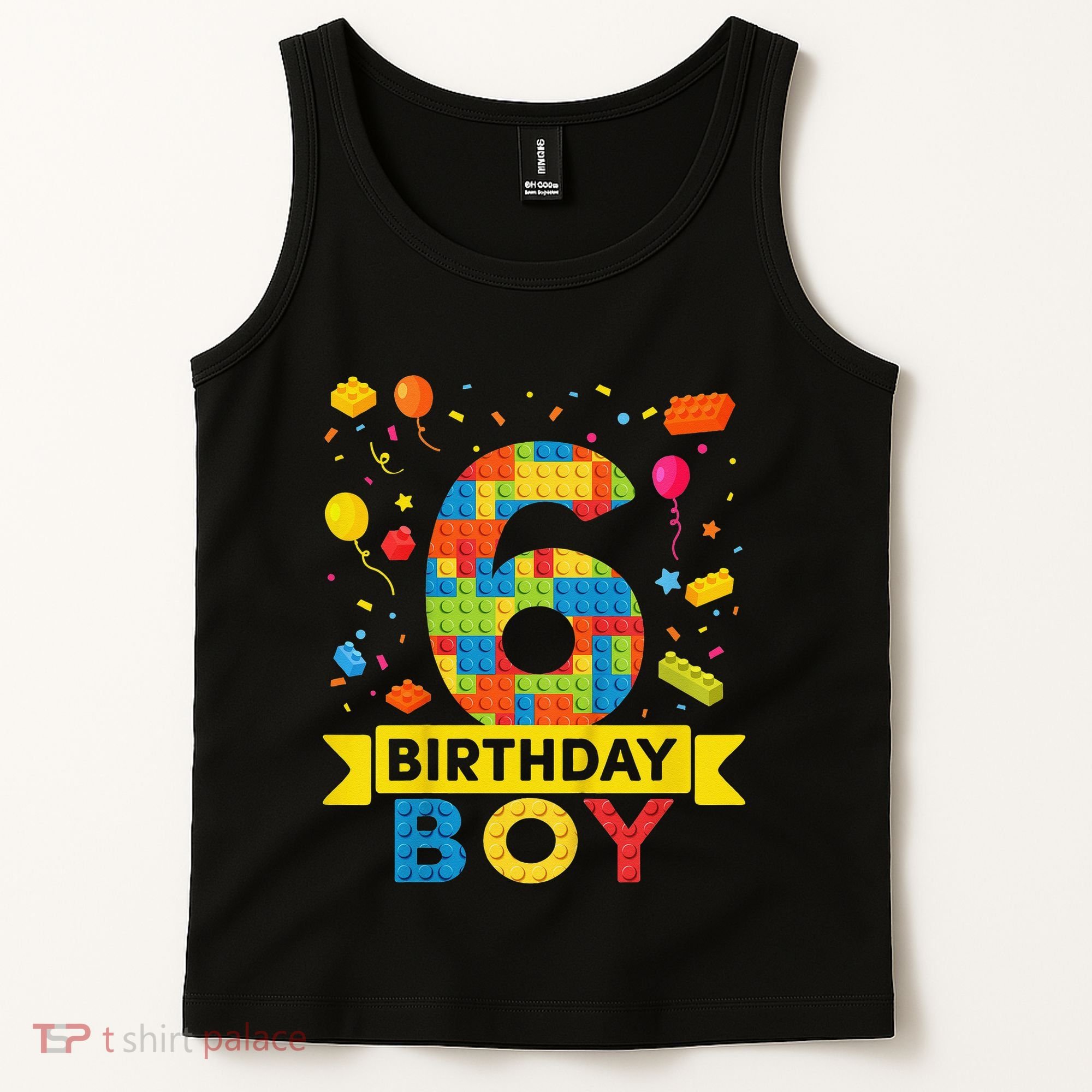 6 Year Old Building Blocks 6th Birthday Tank Top