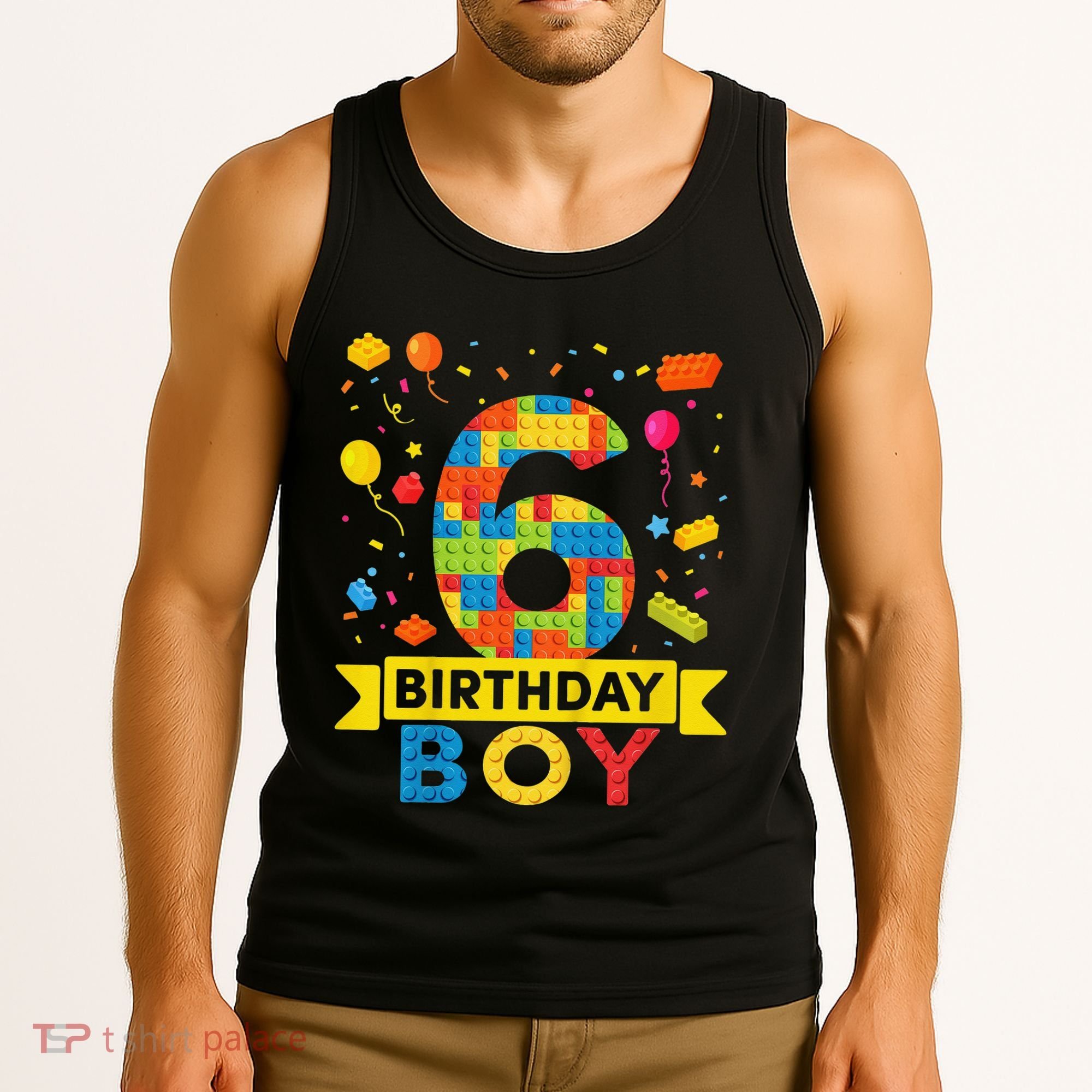 6 Year Old Building Blocks 6th Birthday Tank Top