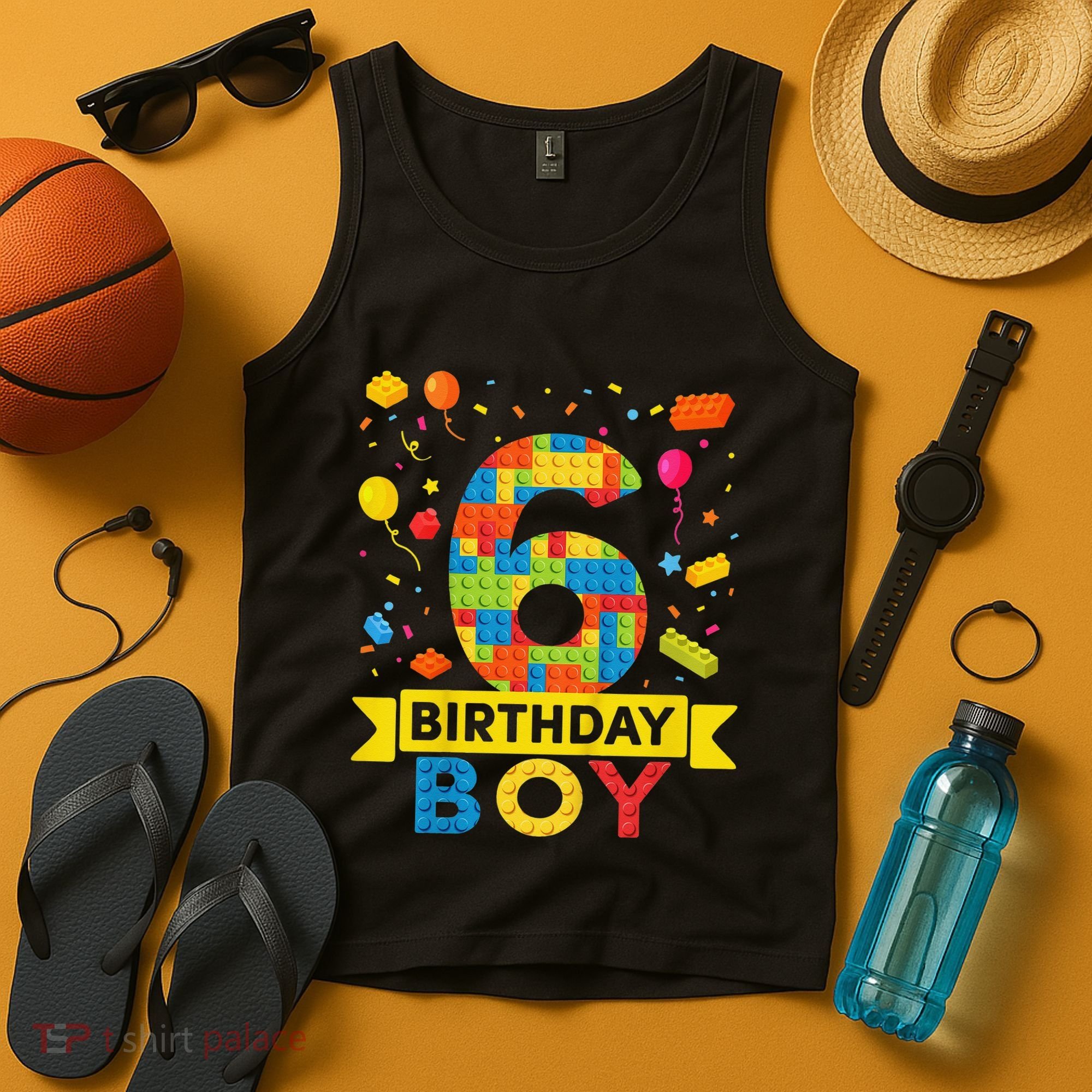 6 Year Old Building Blocks 6th Birthday Tank Top
