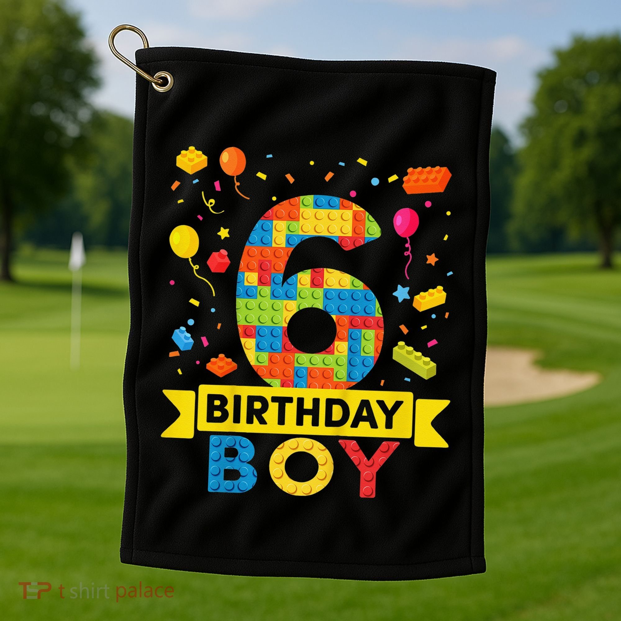6 Year Old Building Blocks 6th Birthday Golf Towel