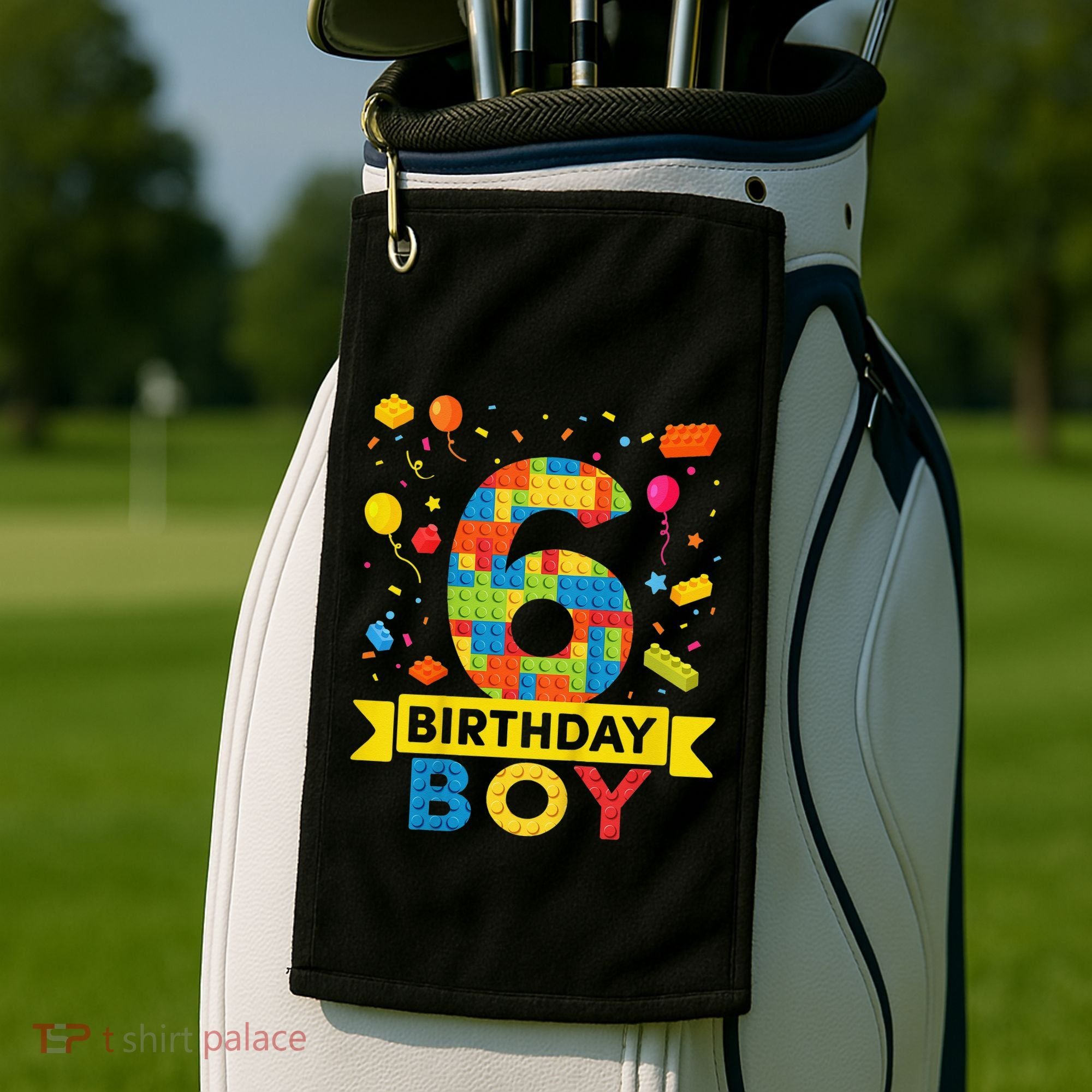 6 Year Old Building Blocks 6th Birthday Golf Towel