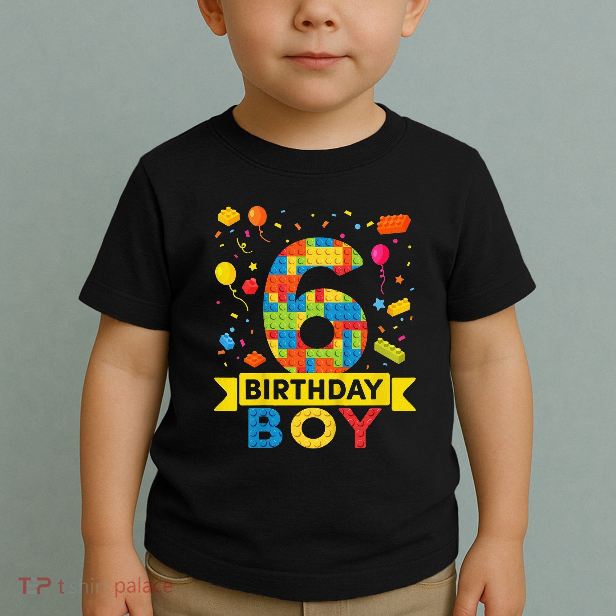6 Year Old Building Blocks 6th Birthday Toddler T-Shirt