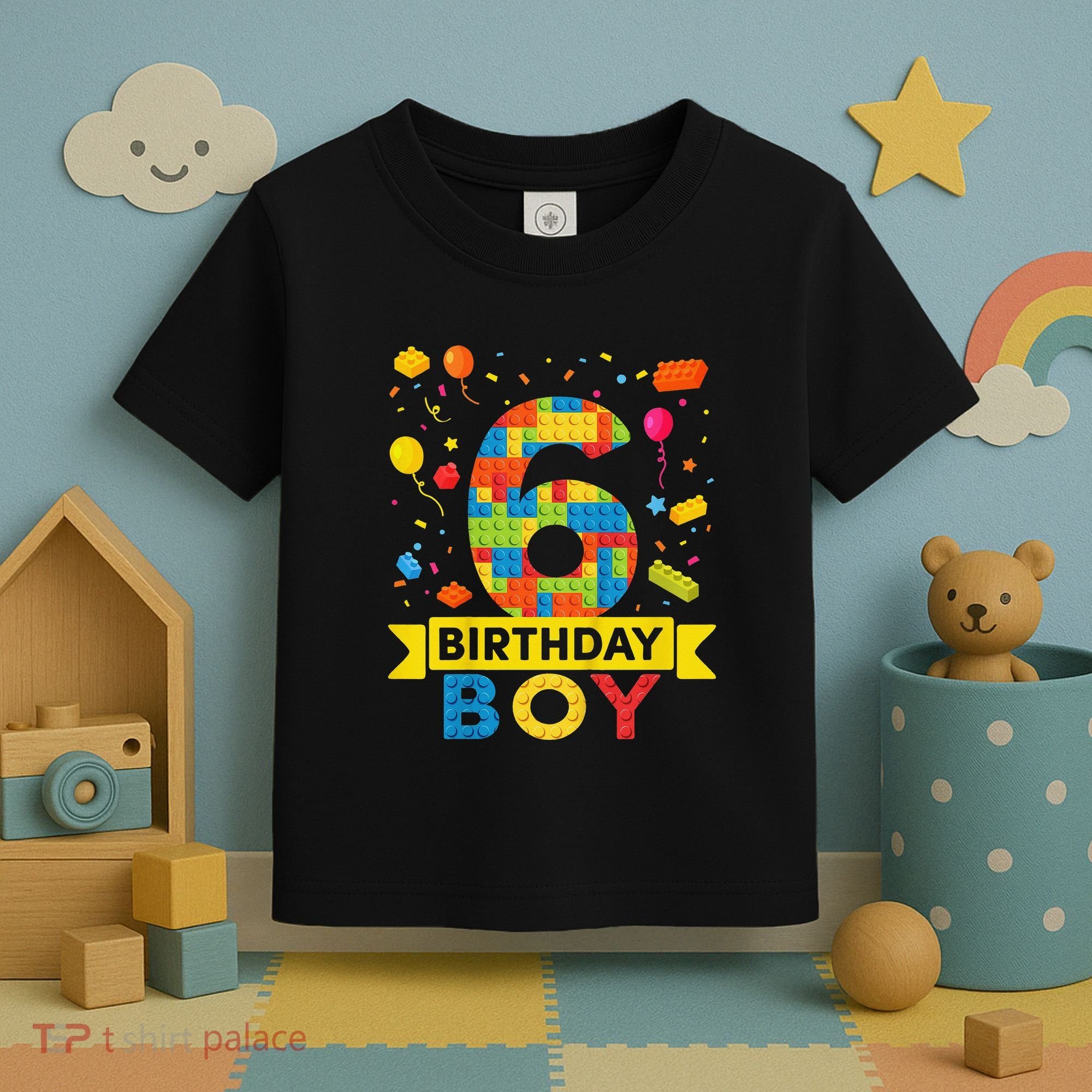 6 Year Old Building Blocks 6th Birthday Toddler T-Shirt