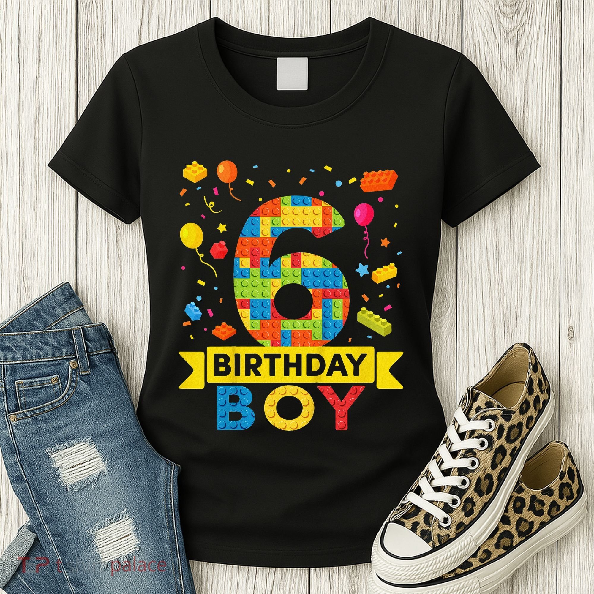 6 Year Old Building Blocks 6th Birthday Women's T-Shirt