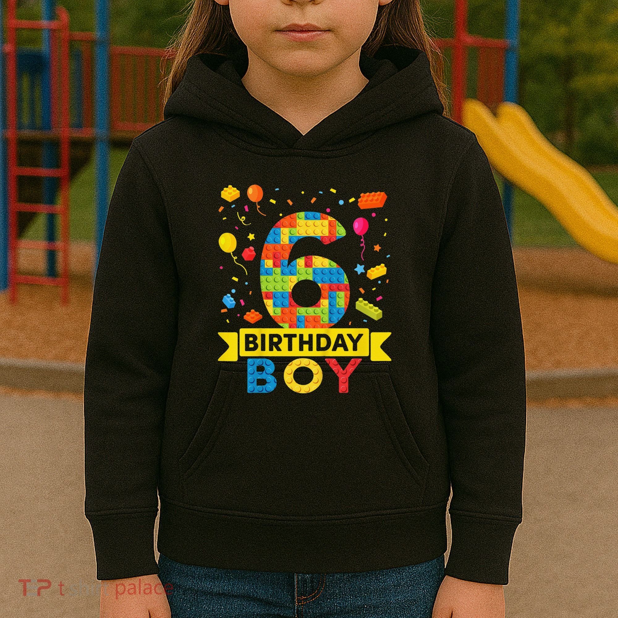 6 Year Old Building Blocks 6th Birthday Kids Hoodie
