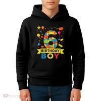6 Year Old Building Blocks 6th Birthday Kids Hoodie thumb 4