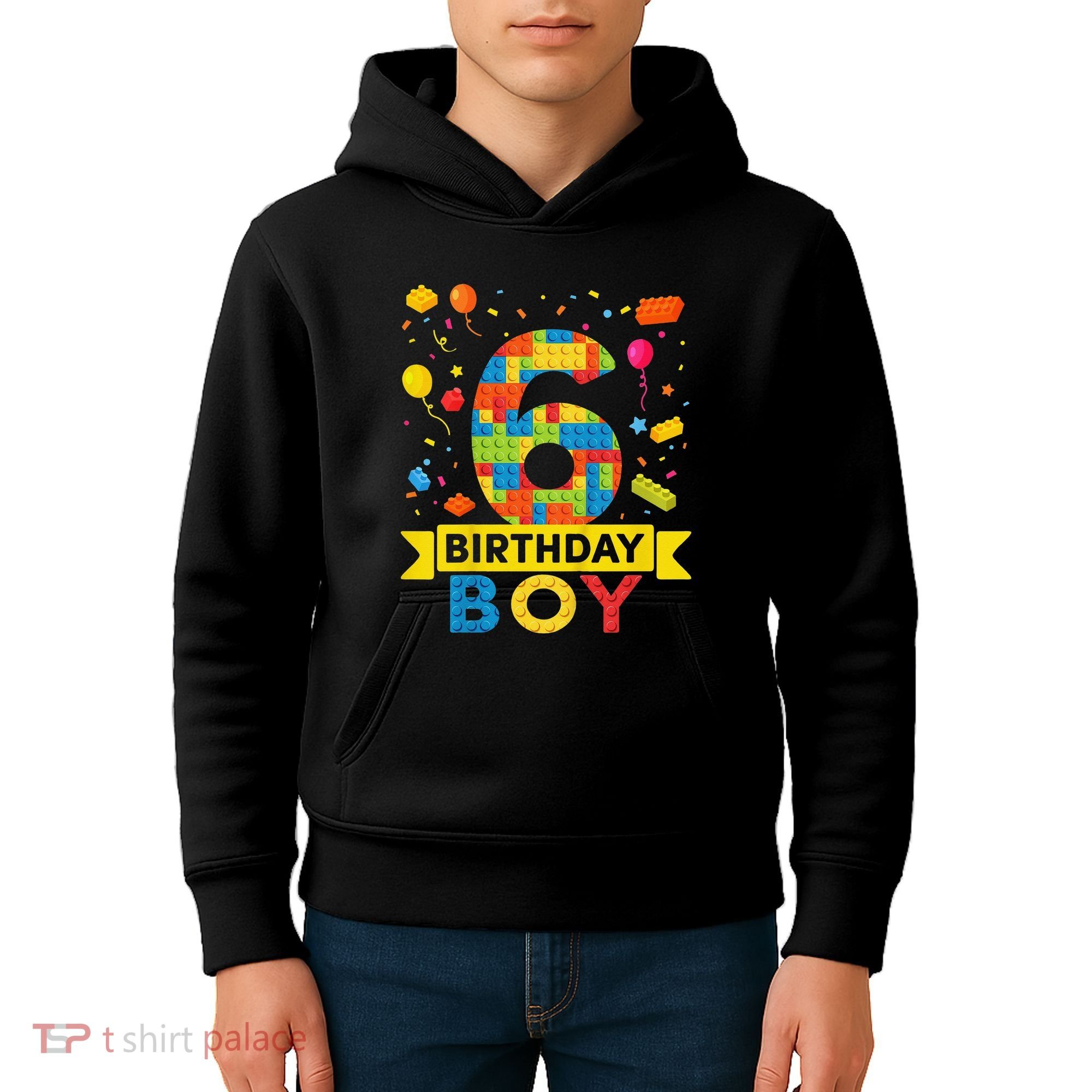 6 Year Old Building Blocks 6th Birthday Kids Hoodie
