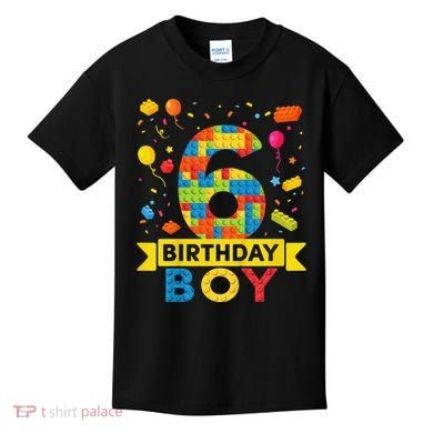 6 Year Old Building Blocks 6th Birthday Kids T-Shirt