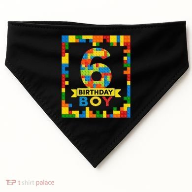 6 Year Old Building Blocks 6th Birthday Brick Builder USA-Made Doggie Bandana