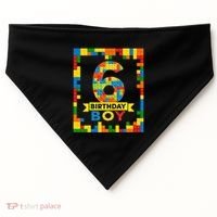6 Year Old Building Blocks 6th Birthday Brick Builder USA-Made Doggie Bandana thumb 0