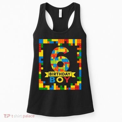 6 Year Old Building Blocks 6th Birthday Brick Builder Women's Tank Top