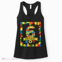 6 Year Old Building Blocks 6th Birthday Brick Builder Women's Tank Top thumb 0