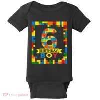 6 Year Old Building Blocks 6th Birthday Brick Builder Baby Bodysuit thumb 0
