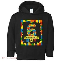 6 Year Old Building Blocks 6th Birthday Brick Builder Toddler Hoodie thumb 0