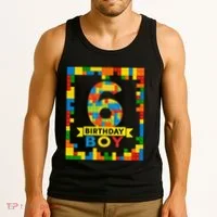 6 Year Old Building Blocks 6th Birthday Brick Builder Tank Top thumb 3