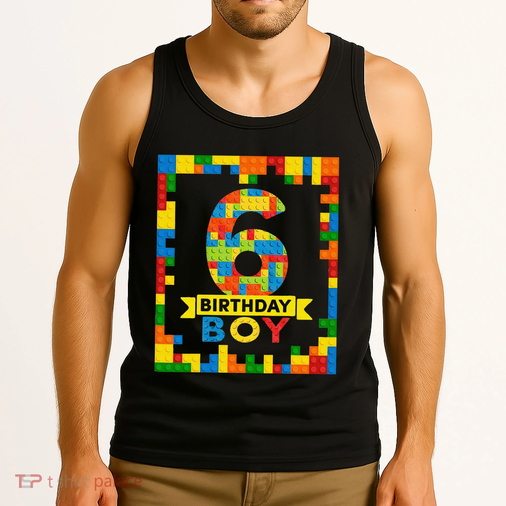 6 Year Old Building Blocks 6th Birthday Brick Builder Tank Top
