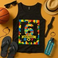 6 Year Old Building Blocks 6th Birthday Brick Builder Tank Top thumb 4