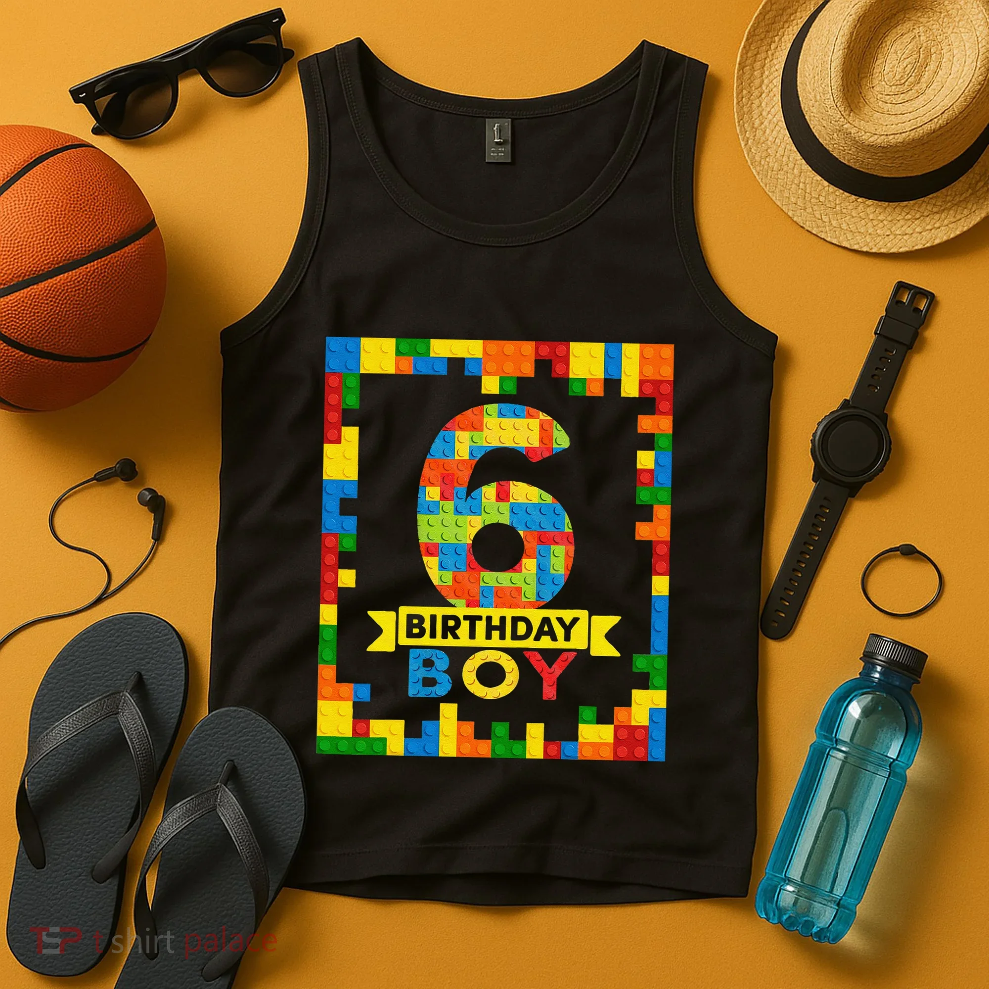 6 Year Old Building Blocks 6th Birthday Brick Builder Tank Top