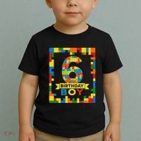6 Year Old Building Blocks 6th Birthday Brick Builder Toddler T-Shirt thumb 2