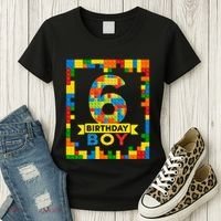 6 Year Old Building Blocks 6th Birthday Brick Builder Women's T-Shirt thumb 3
