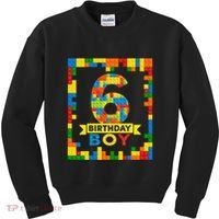 6 Year Old Building Blocks 6th Birthday Brick Builder Kids Sweatshirt thumb 0